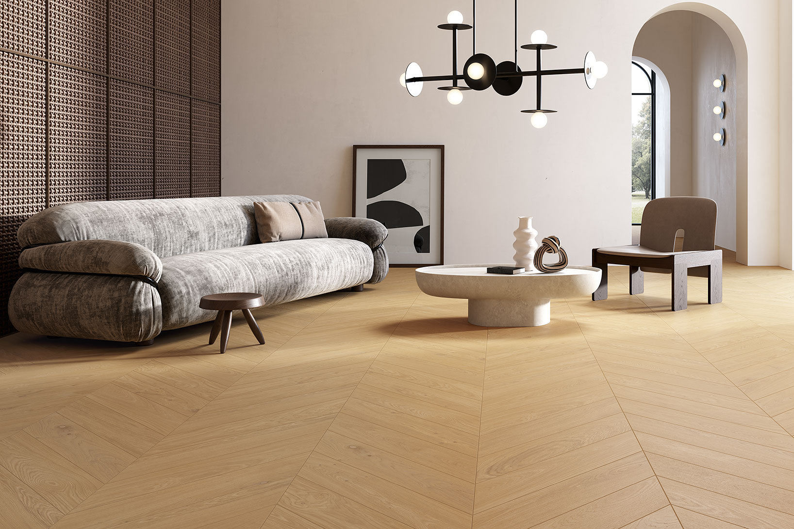 Gres-porcellanato-effetto-legno_Ceramiche-Coem_Lignea_Larice-Chevron-151x75-2