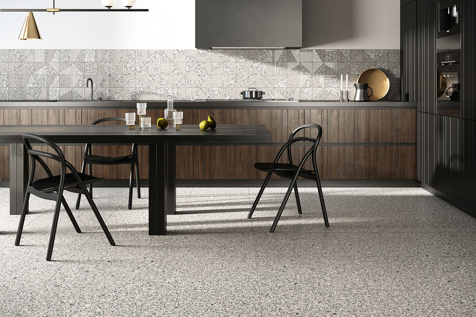 Piastrelle-cucina_Ceramiche-Coem_Porfirica_Aglo-Grey-60x60_Mosaico-Mix-Grey