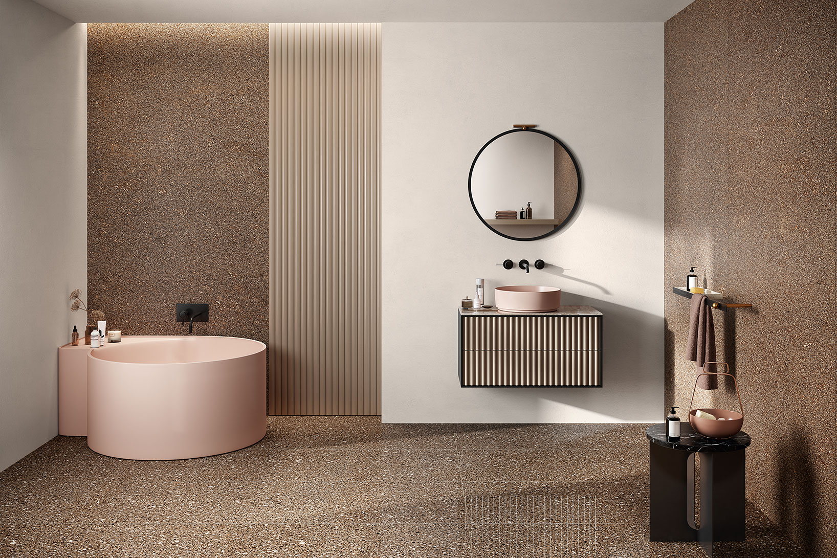 Piastrelle-grandi-formati_Ceramiche-Coem_Porfirica_Aglo-Brown-60x60-WideGres260-Brown-120x260-1